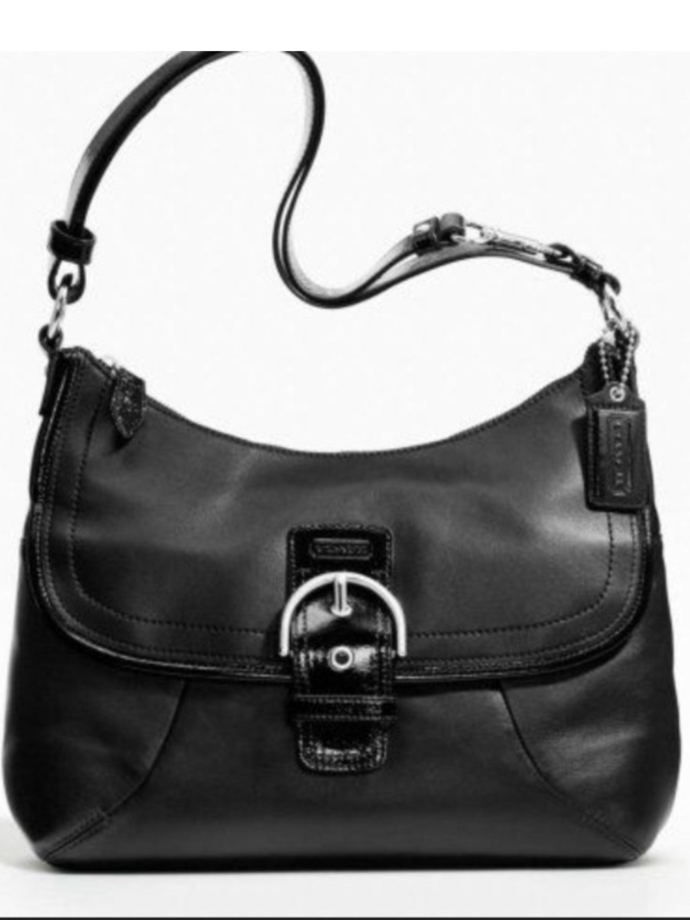 COACH SoHo Black Leather Flap Shoulder Bag F19580